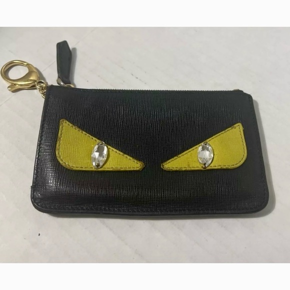 Fendi Handbags - FENDI Vitello Monster Bug Eyes Mini Key Cles Pouch Bag Charm Cles Keychain Black